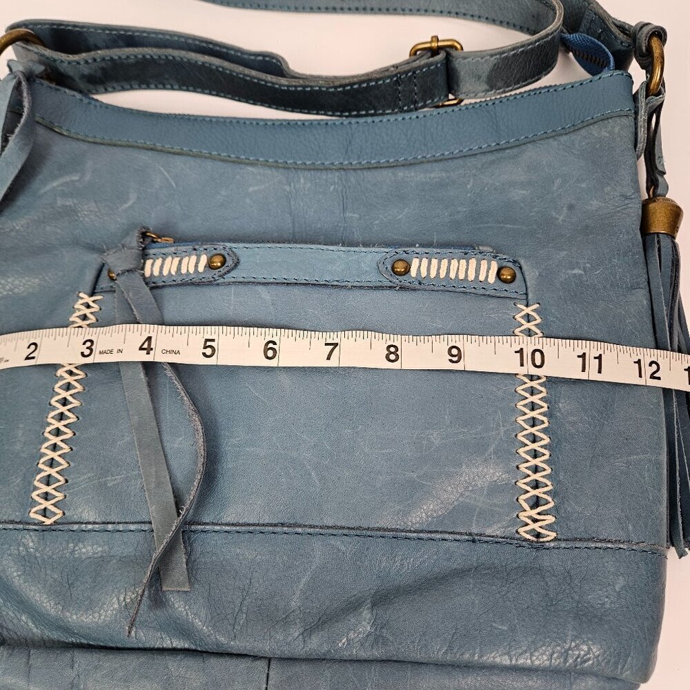 Lucky Brand Boho Blue Leather Crossbody Bag - Picture 5 of 16
